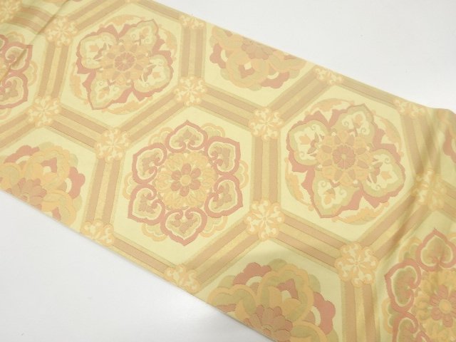 JAPANESE KIMONO / ANTIQUE FUKURO OBI / SILK / WOVEN FLORAL KIKKO